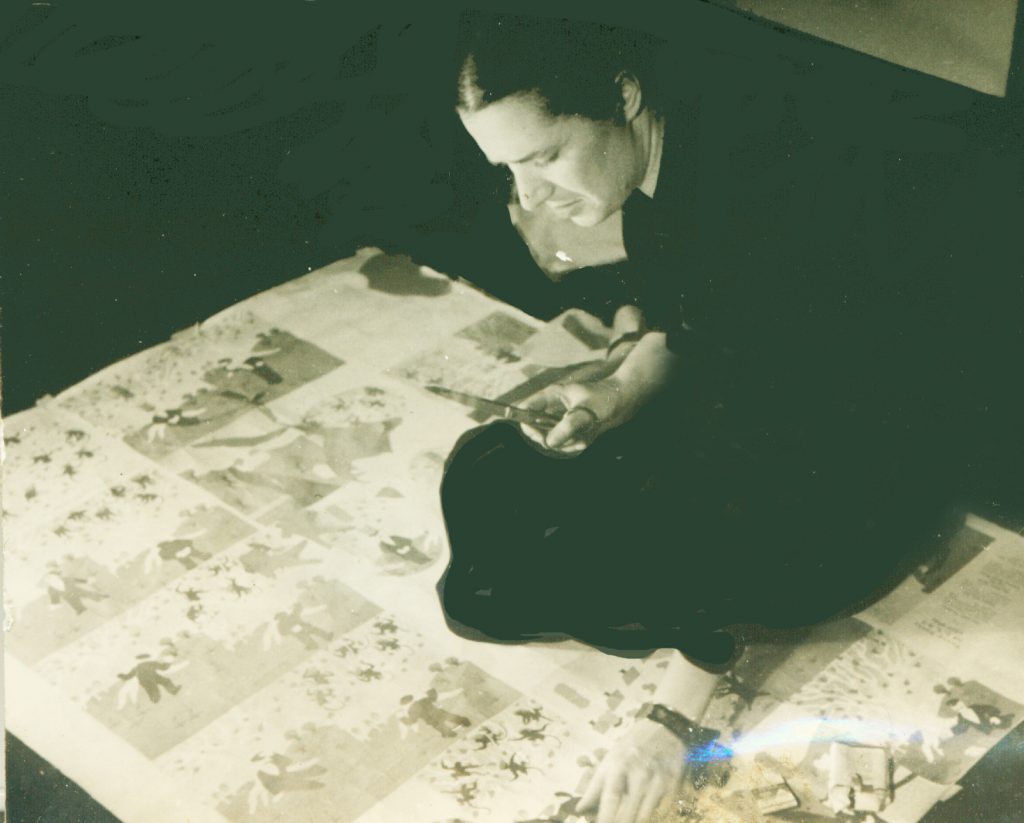Esphyr working on "Caps for Sale", 1938